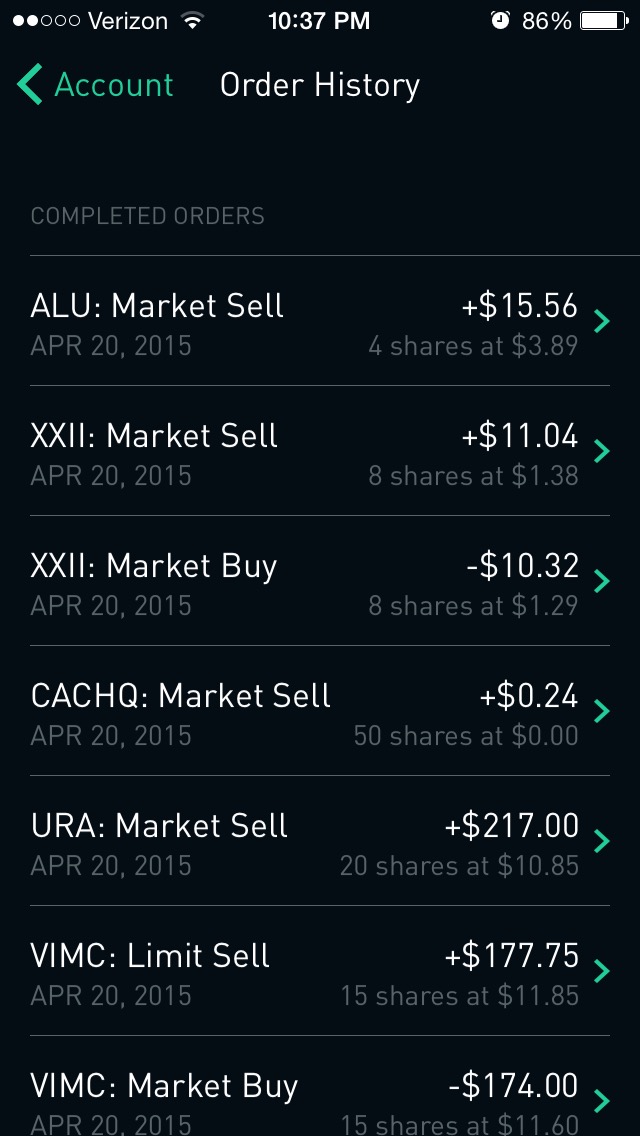 Trading screenshot